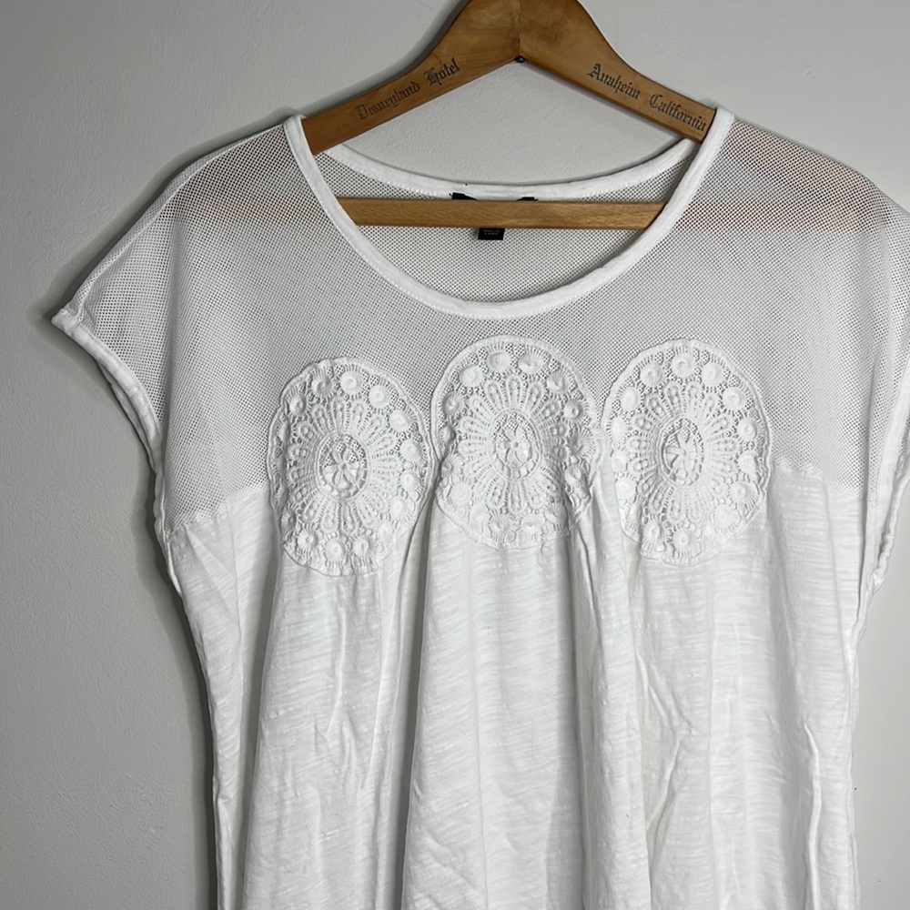 Lane Bryant White Mesh Tee Shirt Jersey Work Top 14 16